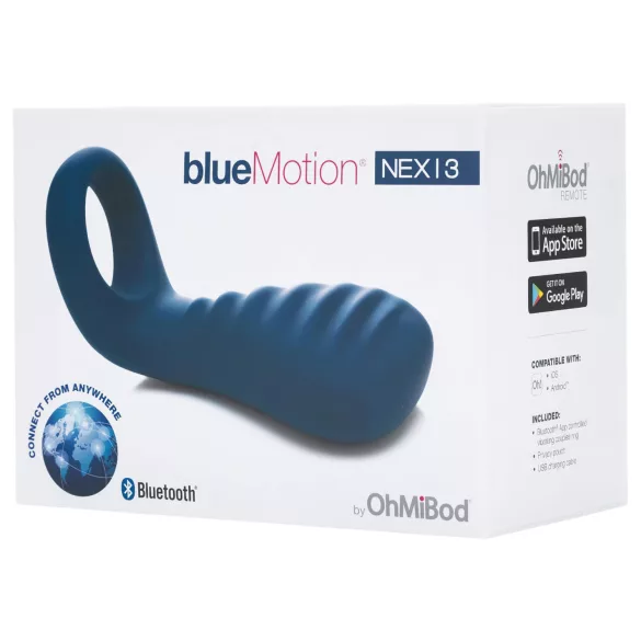 OhMiBod Bluemotion Nex 3 - App-gestuurde vibrerende penisring voor mannen (blauw)