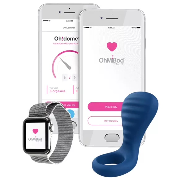 OhMiBod Bluemotion Nex 3 - App-gestuurde vibrerende penisring voor mannen (blauw)
