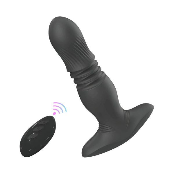 Aixiasia Roy - anale vibrator met stootfunctie - oplaadbaar - zwart