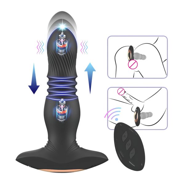 Aixiasia Roy - anale vibrator met stootfunctie - oplaadbaar - zwart