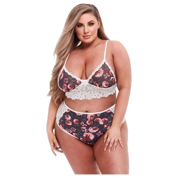Baci - plus size bh set - bloemenkant - zwart