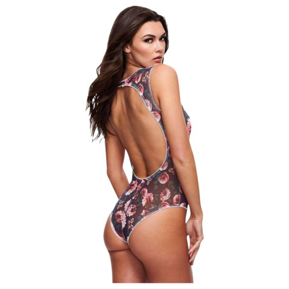 Baci - body - bloemenprint kant - zwart