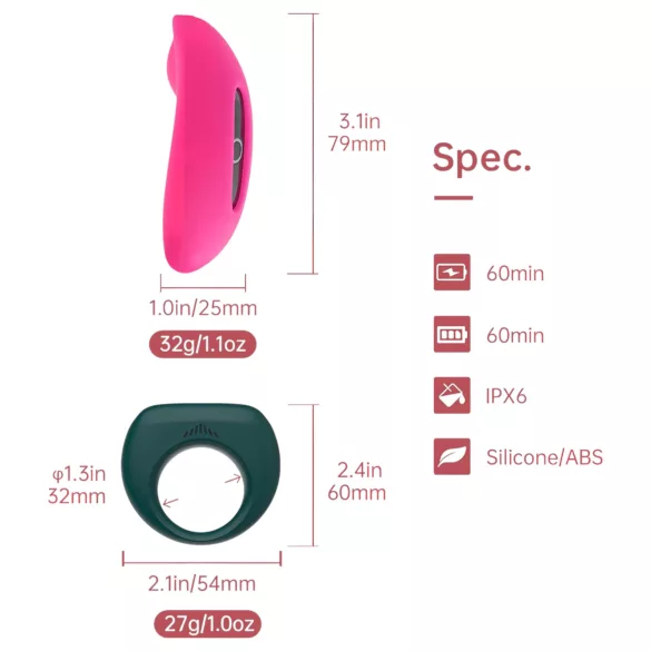 Magic Motion - koppelvibrator set - roze/groen